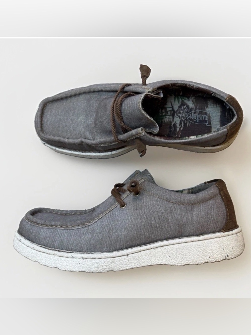 Justin Boots Hazer Shoes jM334 Men’s Grey Slip On Leather Canvas Loafer Sz 10.5